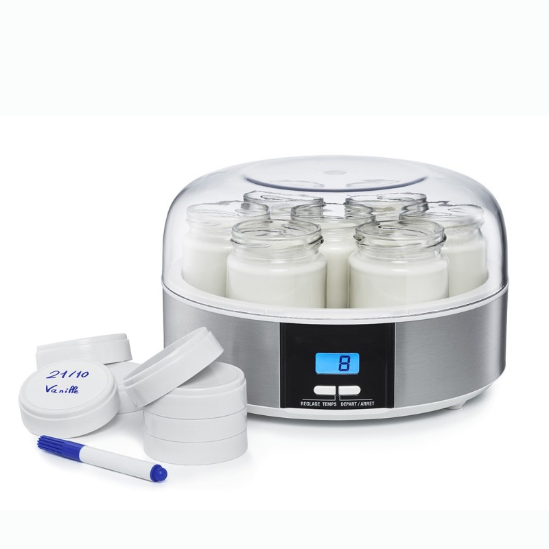 Yaourtière Compacte 7 Pots De 180 Ml - Machine à Yaourts Silencieuse - Sans BPA - Minuteur Intégré