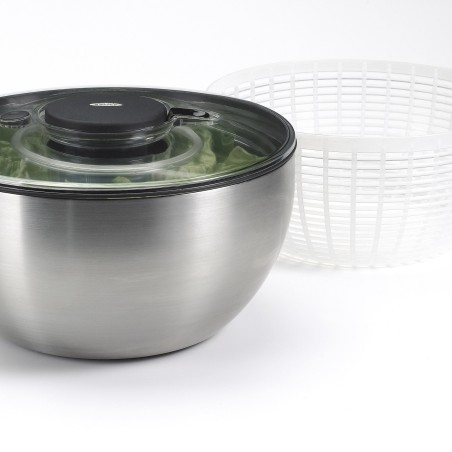 Essoreuse à salade inox 26 cm avec poussoir ergonomique OXO