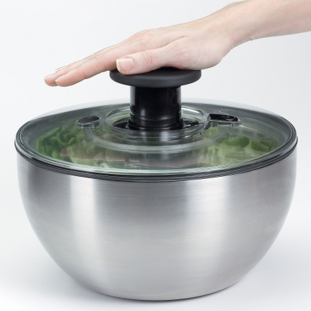 Essoreuse à salade inox 26 cm avec poussoir ergonomique OXO