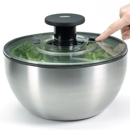 Essoreuse à salade inox 26 cm avec poussoir ergonomique OXO