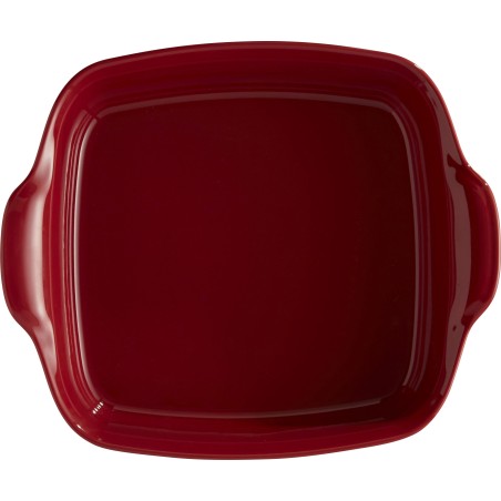 Plat à four carré 23,5 cm céramique Ultime Emile Henry couleur rouge Grand Cru