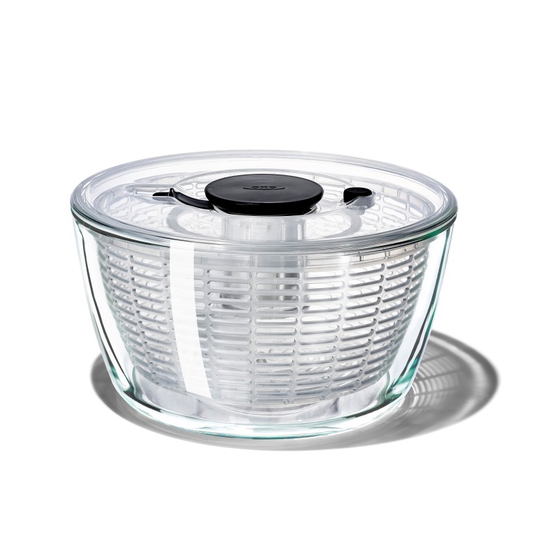 Essoreuse à salade en verre OXO 26 cm avec poussoir ergonomique