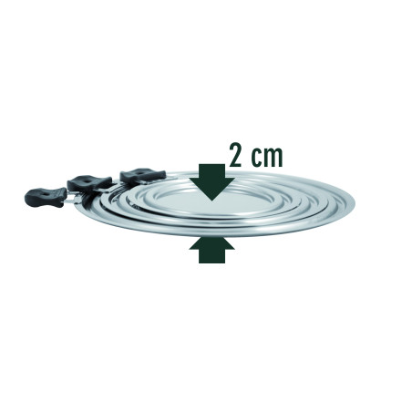 Lot 3 couvercles gain de place inox pour 9 diamètres de 14 à 30 cm
