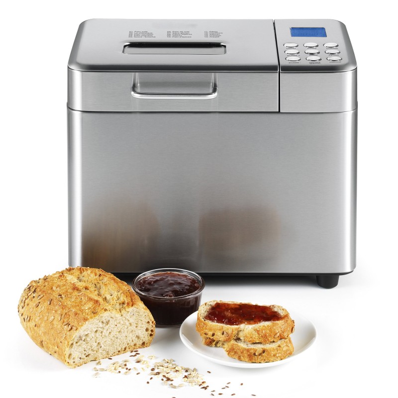 Machine à Pain Automatique 19 Programmes - Acier Inoxydable - Distributeur Noix/Levure - 650W - 1kg