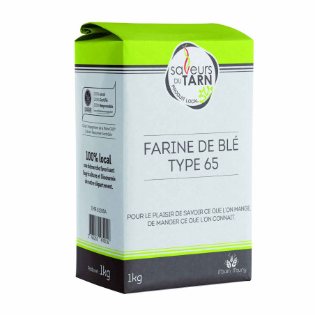 Farine de blé 1 kg usage courant T65 agriculture raisonnée du Tarn Label Rouge DLUO dépassée
