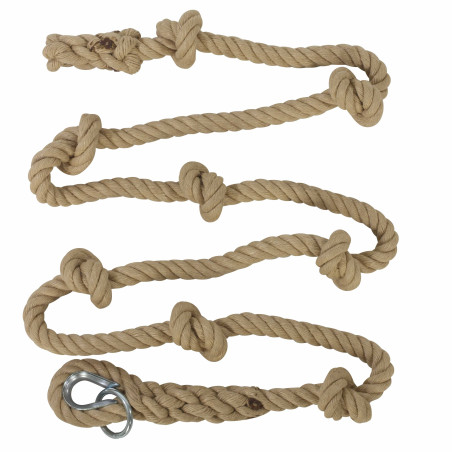 Corde à nœuds 3,2 m. en chanvre naturel pour portique de balançoire fabriquée en France