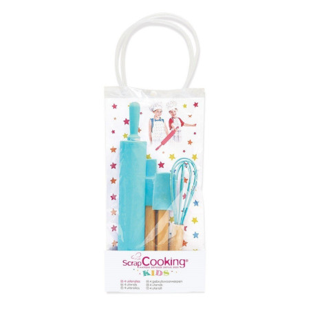 Kit pâtisserie 4 ustensiles enfant bleu - ScrapCooking