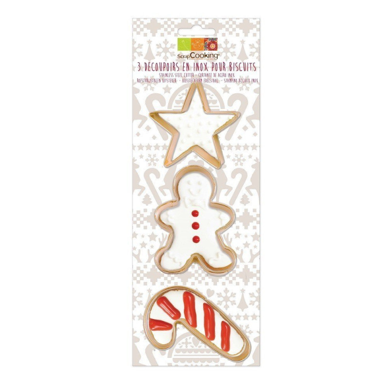 Découpoir inox doré gingerman canne étoile x3 - ScrapCooking