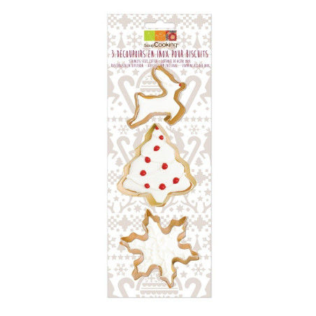 Découpoir doré flocon sapin rennes x3 - ScrapCooking