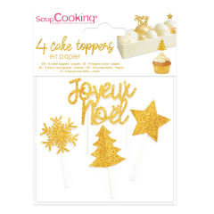 4 Décors bûche de Noël dorés - ScrapCooking