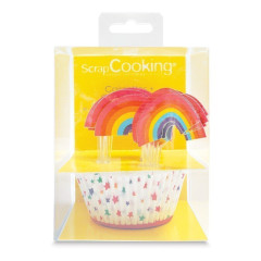 Caissette et cake topper Rainbow x24 - ScrapCooking