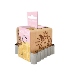Tampon à biscuit bois Licorne et découpoir - ScrapCooking