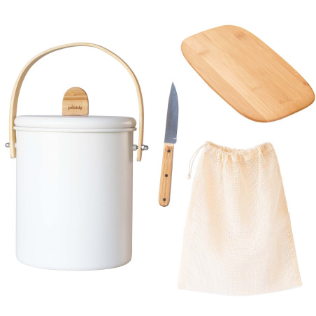 Coffret 0 déchet seau compost office planche et sac à vrac - Pebbly