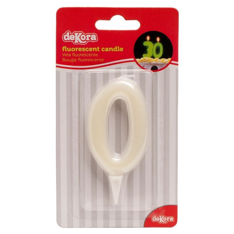 Bougie chiffre 0 fluorescente - DeKora