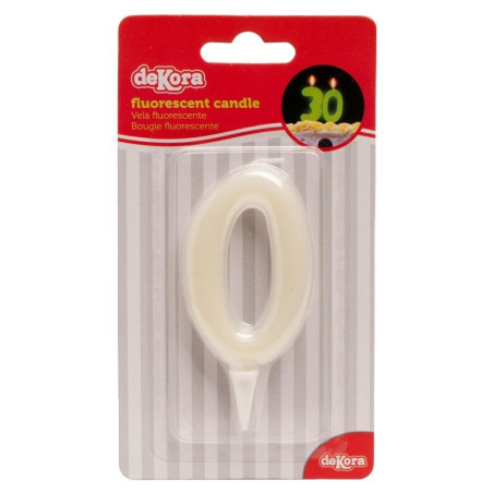 Bougie chiffre 0 fluorescente - DeKora