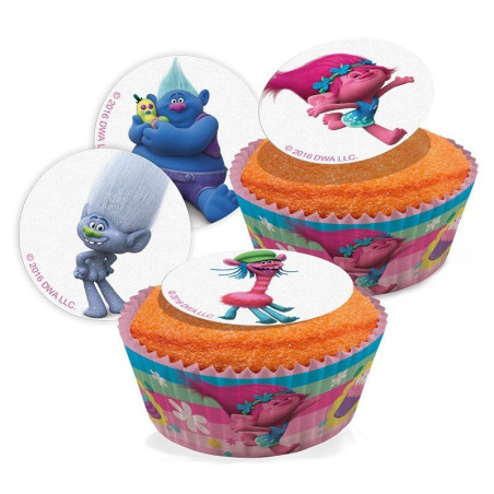 Caissette cupcake Les Trolls x50 - DeKora