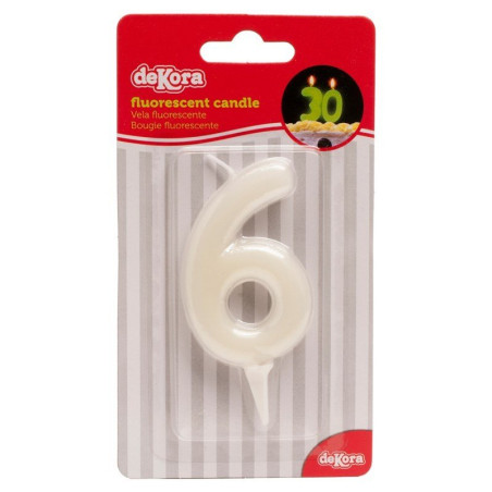 Bougie chiffre 6 fluorescente - DeKora