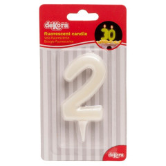 Bougie chiffre 2 fluorescente - DeKora