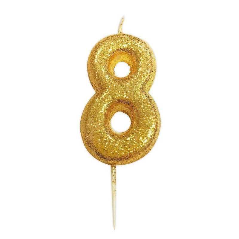 Bougie anniversaire Or Chiffre 8 - Anniversary House