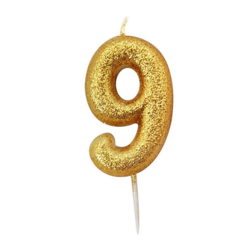 Bougie anniversaire Or Chiffre 9 - Anniversary House