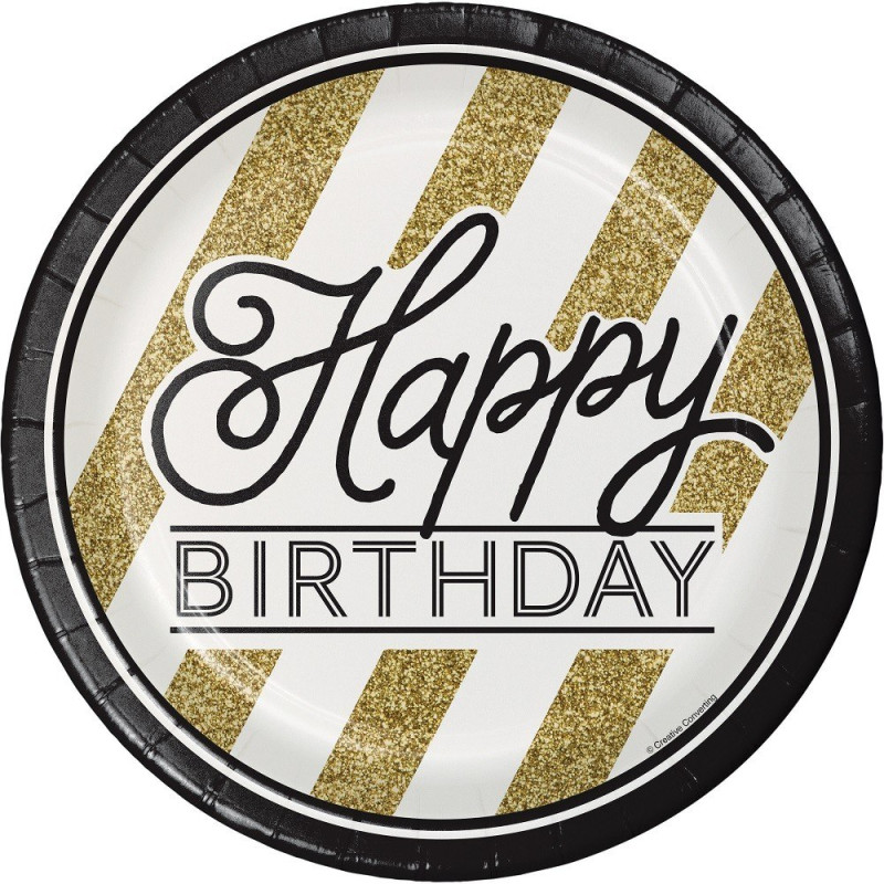 Assiette Happy Birthday jetable 23cm x8 - Anniversary House