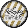 Assiette Happy Birthday jetable 23cm x8 - Anniversary House