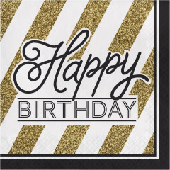 Serviette Happy Birthday en papier x12 - Anniversary House