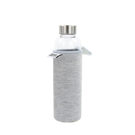 Gourde en verre 500ml + housse grise - Yoko Design