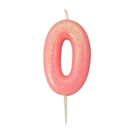 Bougie anniversaire Rose Chiffre 0 - Anniversary House