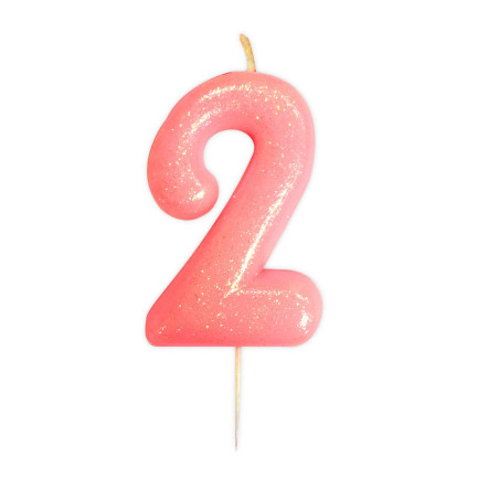 Bougie anniversaire Rose Chiffre 2 - Anniversary House