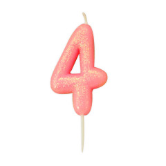 Bougie anniversaire Rose Chiffre 4 - Anniversary House