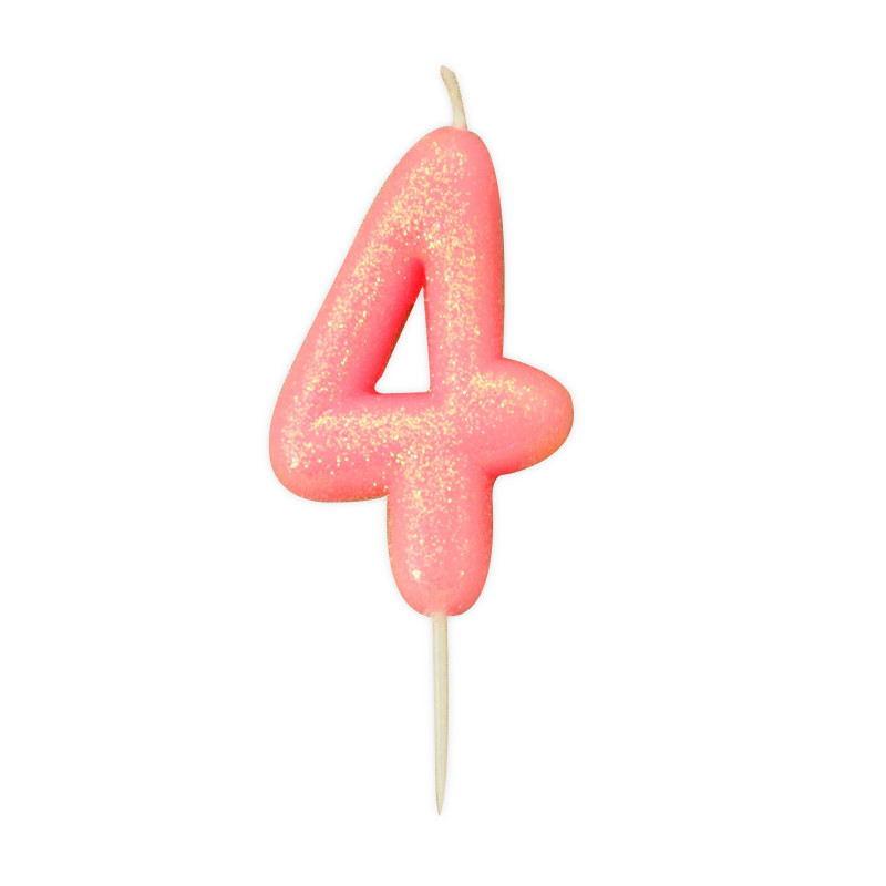 Bougie anniversaire Rose Chiffre 4 - Anniversary House