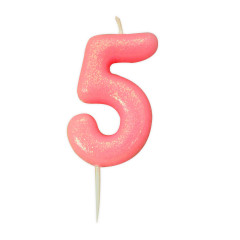 Bougie anniversaire Rose Chiffre 5 - Anniversary House