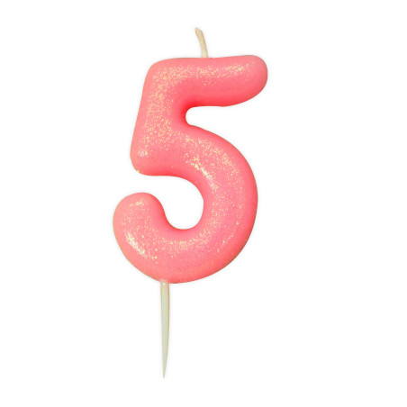 Bougie anniversaire Rose Chiffre 5 - Anniversary House