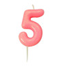 Bougie anniversaire Rose Chiffre 5 - Anniversary House