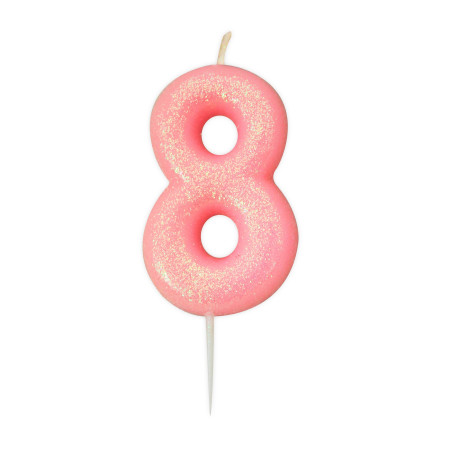 Bougie anniversaire Rose Chiffre 8 - Anniversary House