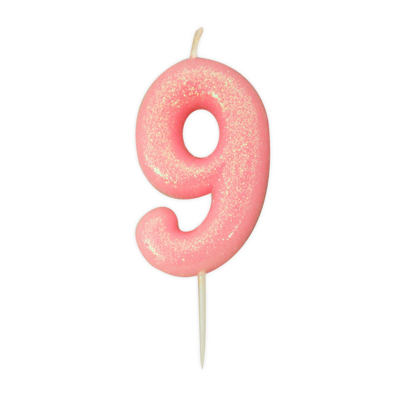Bougie anniversaire Rose Chiffre 9 - Anniversary House