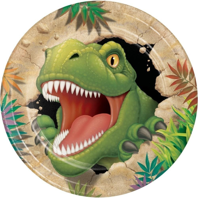 Assiette jetable Dinosaure 23cm x8 - Anniversary House