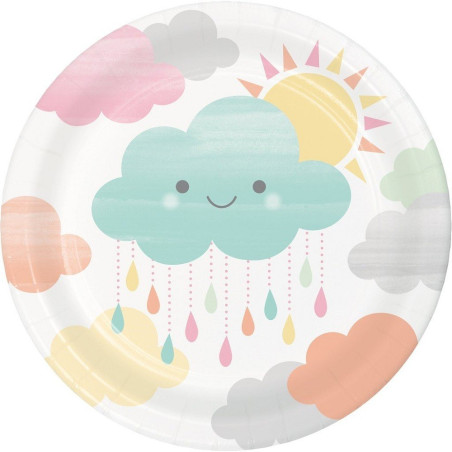 Assiette jetable dessert Nuage 18cm x8 - Anniversary House