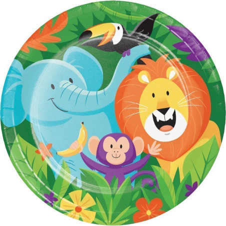 Assiette jetable Animaux de la Jungle x8 - Anniversary House