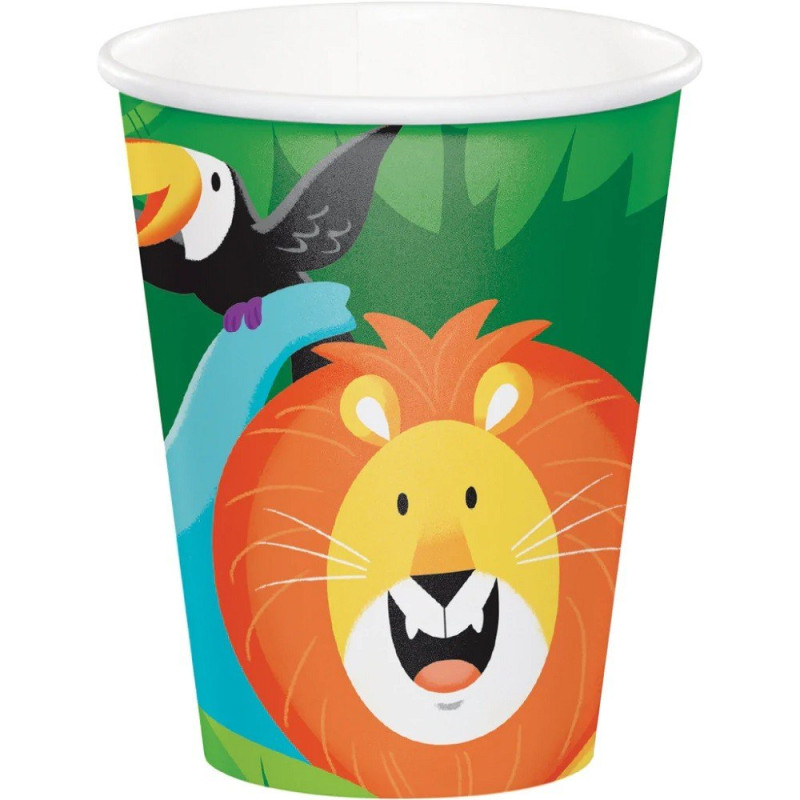 Gobelet jetable Animaux de la Jungle x8 - Anniversary House