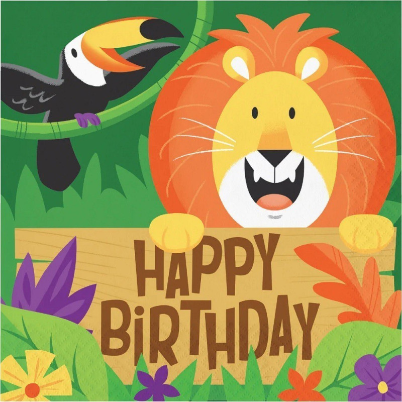 Serviette papier Animaux de la Jungle x16 - Anniversary House