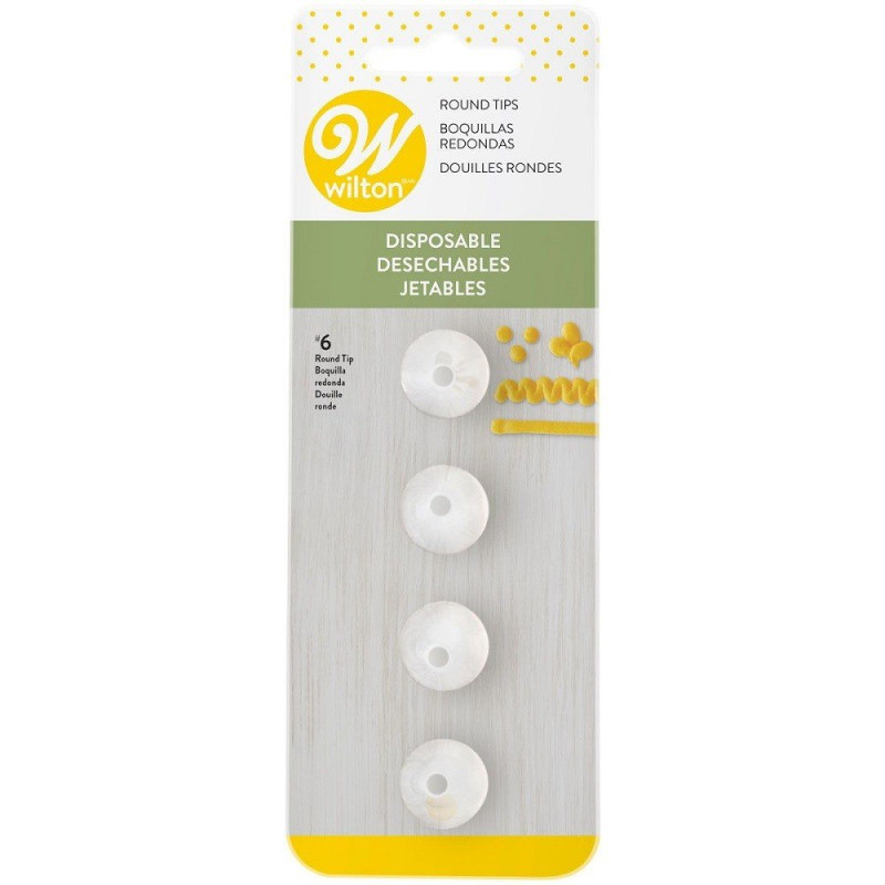 Douille ronde unie 8 jetable x4 - Wilton