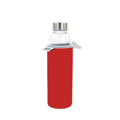 Gourde en verre 500ml + housse rouge - Yoko Design