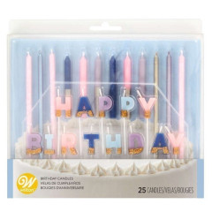Kit bougie anniversaire pastel x25 - Wilton