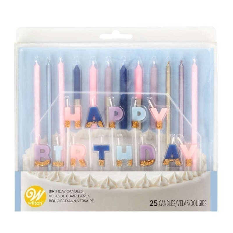 Kit bougie anniversaire pastel x25 - Wilton
