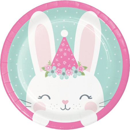 Assiette jetable dessert Lapin 18cm x8 - Anniversary House