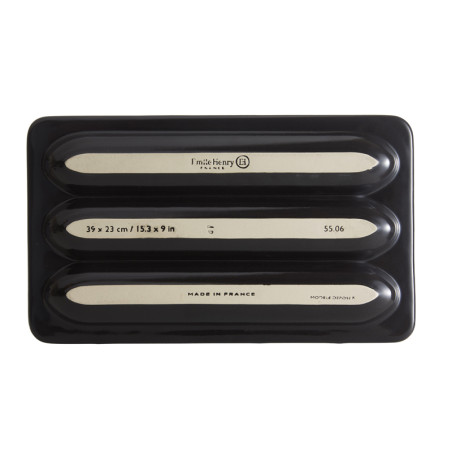 Moule 3 baguettes en céramique gris anthracite Fusain Emile Henry