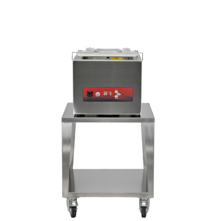 Chariot inox avec roulettes freinées pour machine sous vide à cloche 30 cm