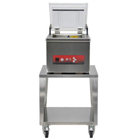 Chariot inox avec roulettes freinées pour machine sous vide à cloche 30 cm